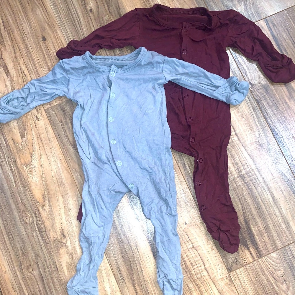 2 bamboo button up footies